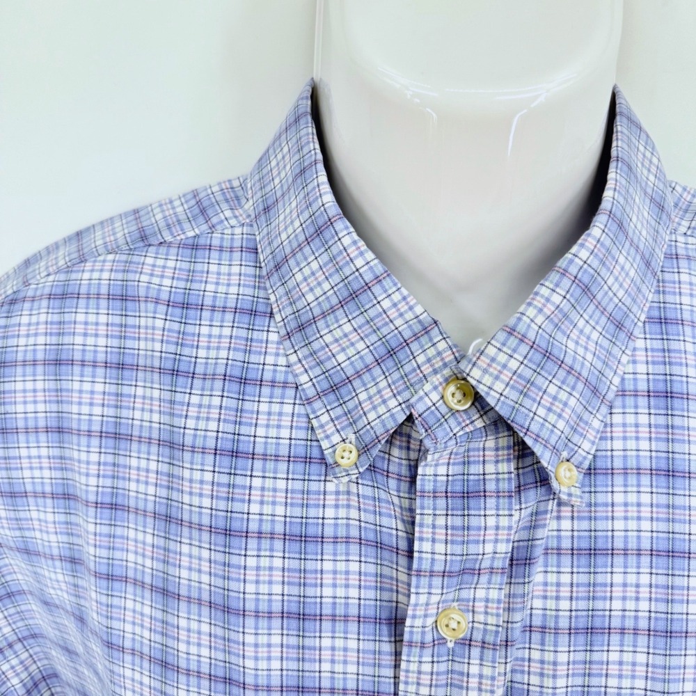 Ralph Lauren Plaid Button Down Shirt Mens XXL Blue White Long Sleeve Cotton Logo - Picture 7 of 14